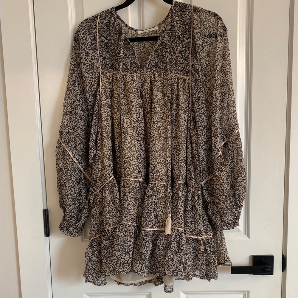 TALULAH Black and Cream Floral Blouse